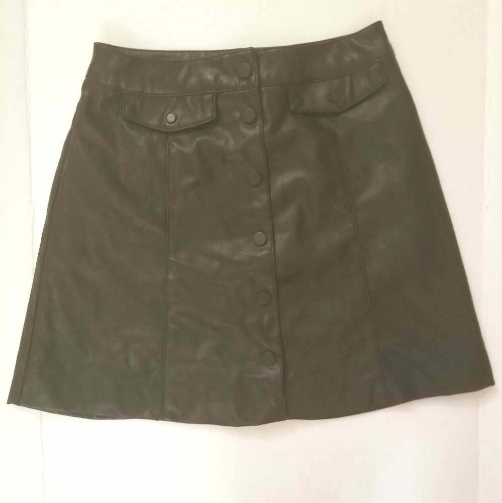 H&M Black Faux Leather Skirt